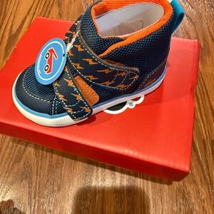 See Kai Run Navy and Orange Kids Sneakers